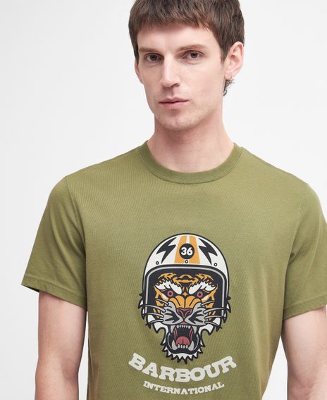 Barbour International Socket Graphic T-Shirt — Olive Branch