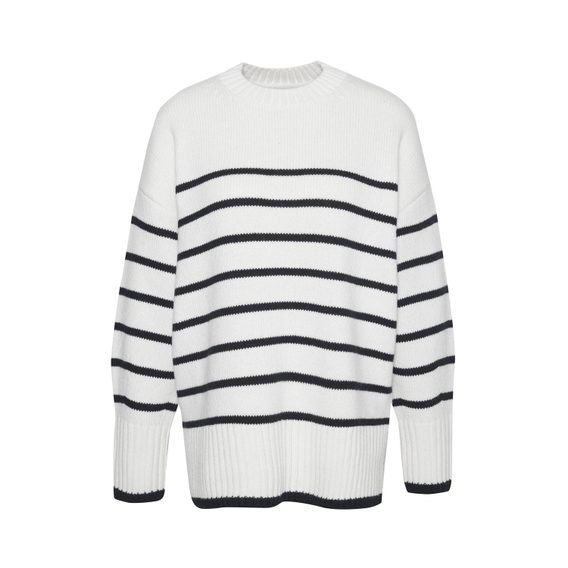 Barbour Belmore Striped Crew Neck Jumper — Ecru