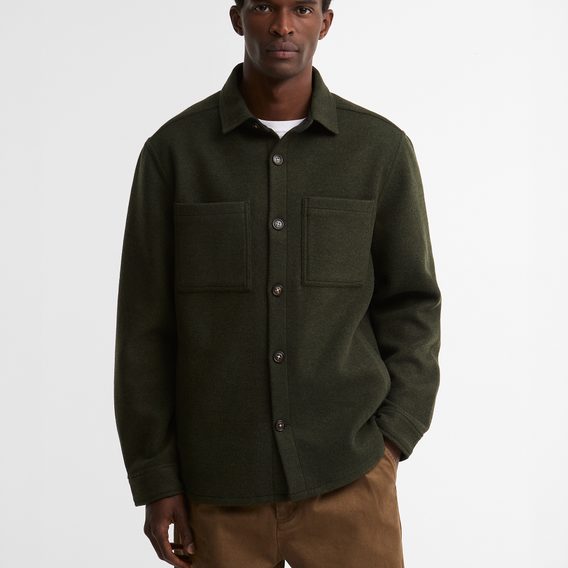 Barbour Marltown Tailored Wool Blend Overshirt — Sage