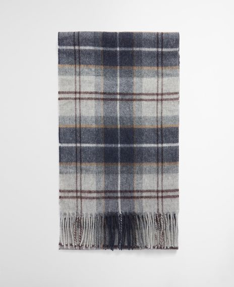 Barbour Wool/Cashmere Tartan Scarf — Grey Midnight Tartan