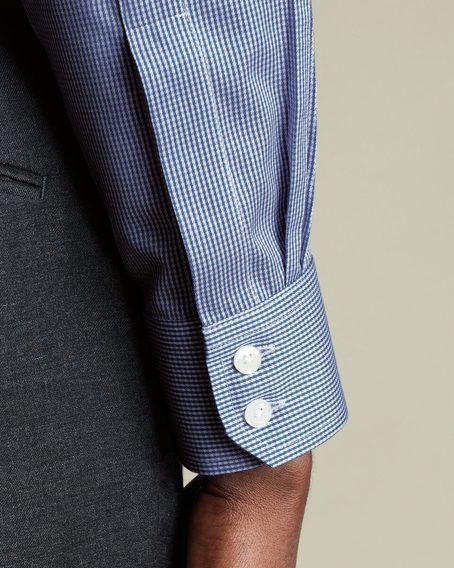 Charles Tyrwhitt Cutaway Collar Non-Iron Puppytooth Shirt — Royal Blue