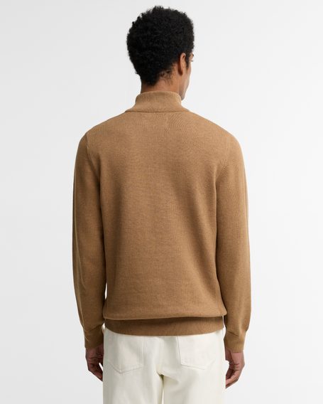 Barbour Pima Cotton Half Zip Sweater — Sandstone