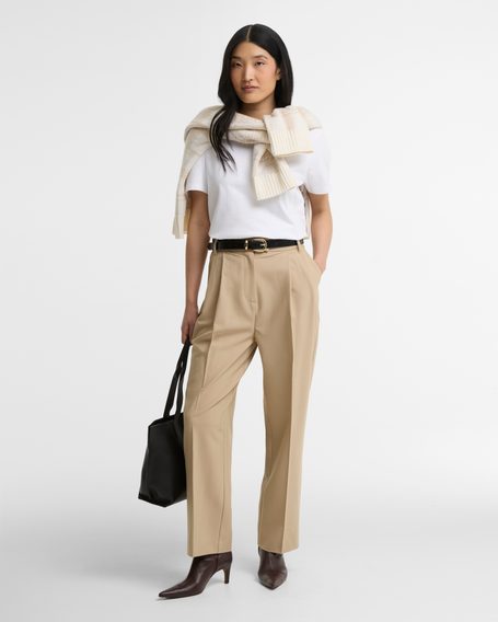 Barbour Fawne Straight-Leg Trousers — Beige