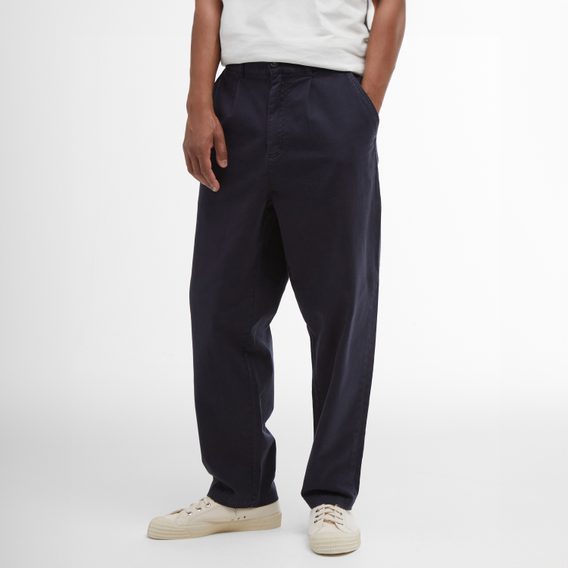 Barbour Washed Stretch Relaxed Trousers — Dark Navy