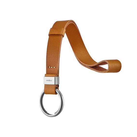 Chytré poutko na klíče Orbitkey Strap - tan se stříbrným kroužkem
