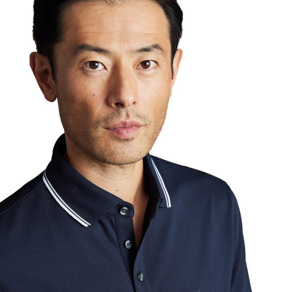 Charles Tyrwhitt Pique Polo — Navy / White Tipping