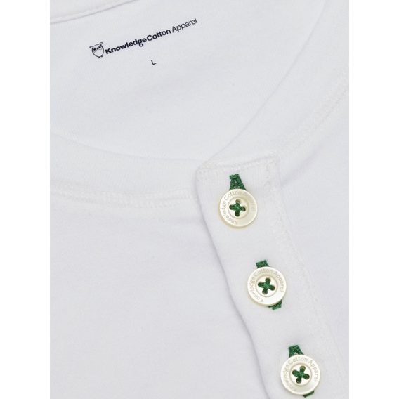 Bavlněné tričko s dlouhým rukávem Knowledge Cotton Apparel Cedar LS Henley - Bright White