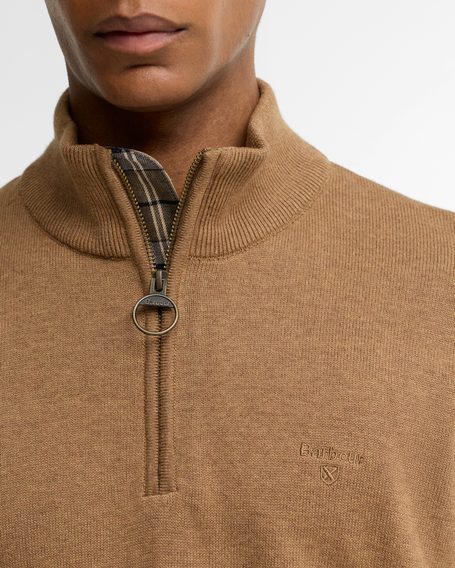 Barbour Pima Cotton Half Zip Sweater — Sandstone