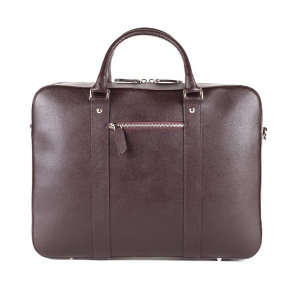 Kožená taška na notebook John & Paul - tmavě hnědá