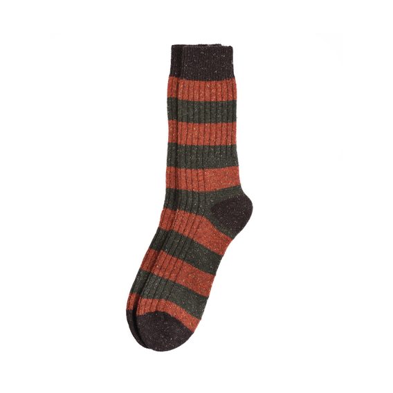 Barbour Houghton Stripe Socks — Burnt Orange