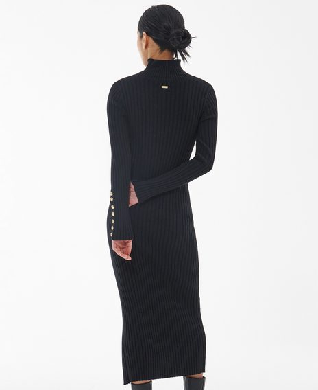 Barbour Black Bordley Knitted Midi Dress