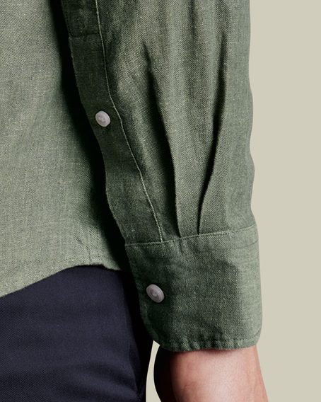 Charles Tyrwhitt Pure Linen Shirt — Olive Green