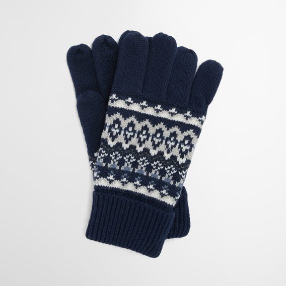 Barbour Marlow Fair Isle Gloves — Navy