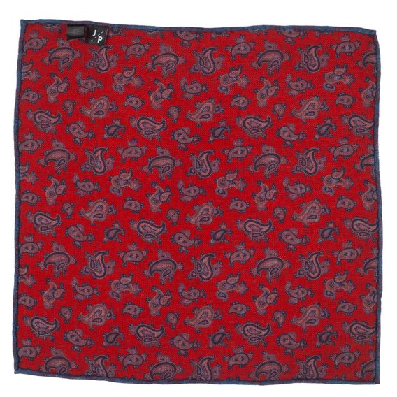 Oboustranný červený kapesníček s tečkami a paisley vzorem John & Paul