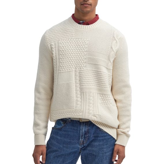 Barbour Casey Cable-Knit Crew Neck Jumper — Whisper White