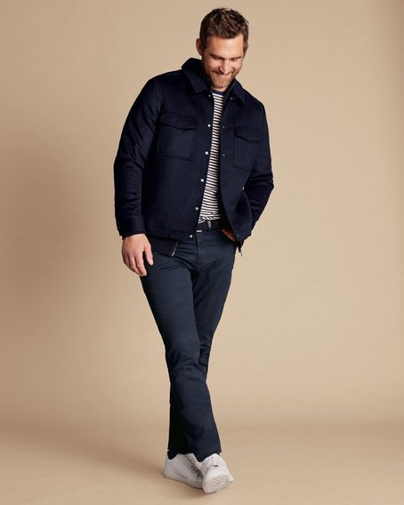Charles Tyrwhitt Wool Harrington Jacket — Navy