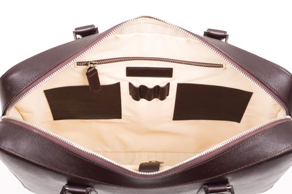 Kožená taška na notebook John & Paul - tmavě hnědá