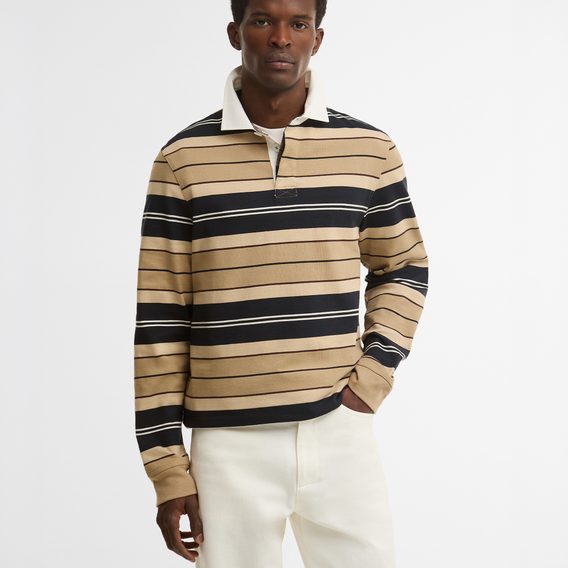 Barbour Frith Striped Rugby Shirt — Stone