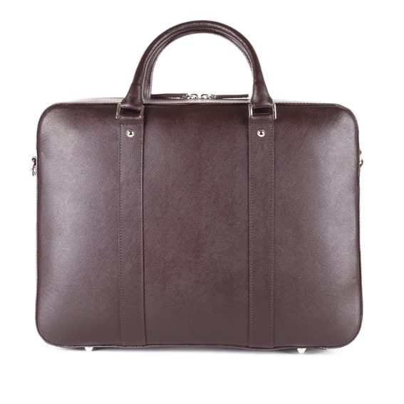 Kožená taška na notebook John & Paul - tmavě hnědá