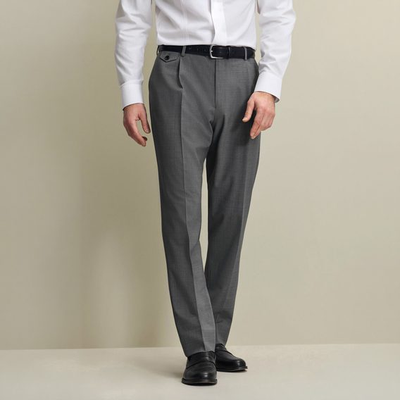 Charles Tyrwhitt Pleat Front Wool Stretch Pants — Grey
