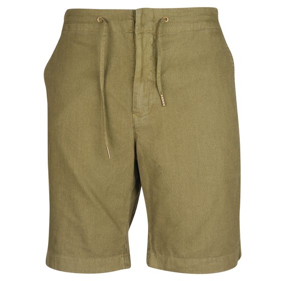 Jednobarevné lněné kraťasy Barbour Linen Mix Shorts - Military Green