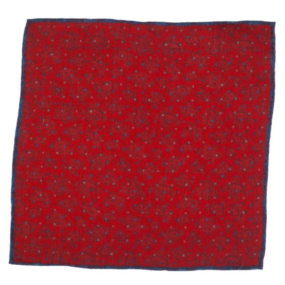 Oboustranný červený kapesníček s tečkami a paisley vzorem John & Paul