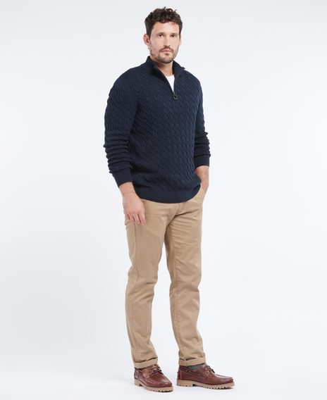 Barbour Cable Knit Half Zip Jumper — Navy