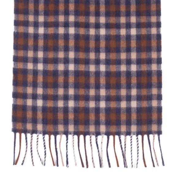 Kašmírová šála John & Paul - modro-oranžově kostkovaná