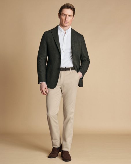 Charles Tyrwhitt Unstructured Wool Twill Jacket — Forest Green