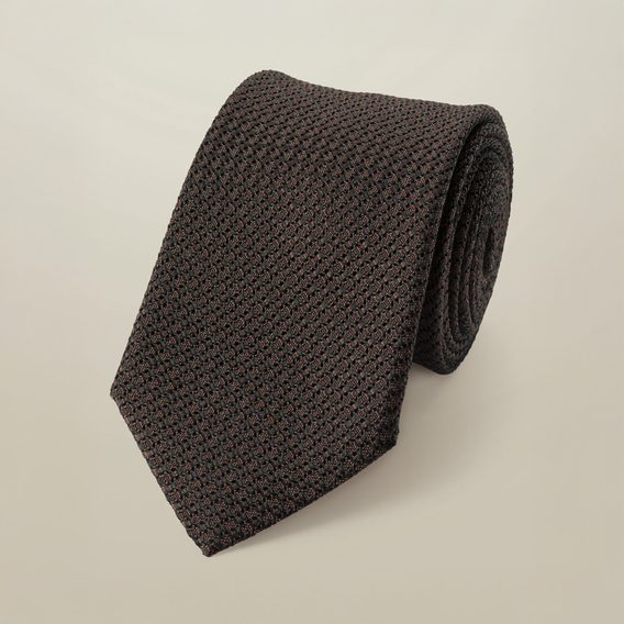 Charles Tyrwhitt Silk Grenadine Italian Tie — Chocolate Brown