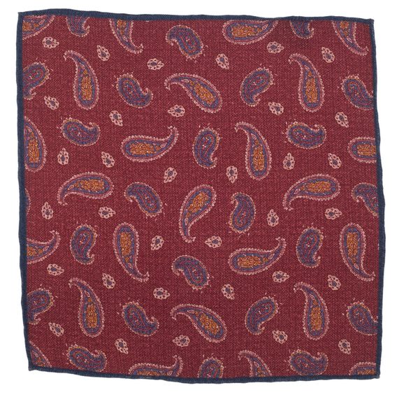 Oboustranný vínový kapesníček s kvítky a paisley vzorem John & Paul