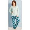 Dámské pyžamo dlouhé Květa - zelená