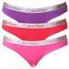 Dámské kalhotky tanga 3-pack CALVIN KLEIN Radiant Cotton plum/red/pink