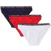 Balení 3ks dámských kalhotek TOMMY HILFIGER Essentials 3P Bikini White/Tango Red/Navy Blazer