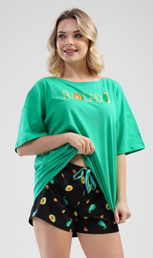 SARONES.cz - Dámské pyžamo šortky Avocado - zelená - Vienetta - krátká  pyžama - Pyžama a noční košile, OBLEČENÍ, PRO ŽENY - Nejlepší nákupy online
