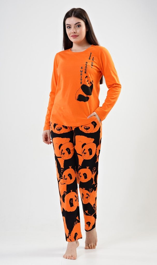 Dámské pyžamo dlouhé Velká panda - oranžová - Vienetta Secret - dlouhá  pyžama - Dámská pyžama, Dámské - Perfektní Prádlo.cz - Pohodlné noční  prádlo, župany a spodní prádlo pro Váš perfektní den!