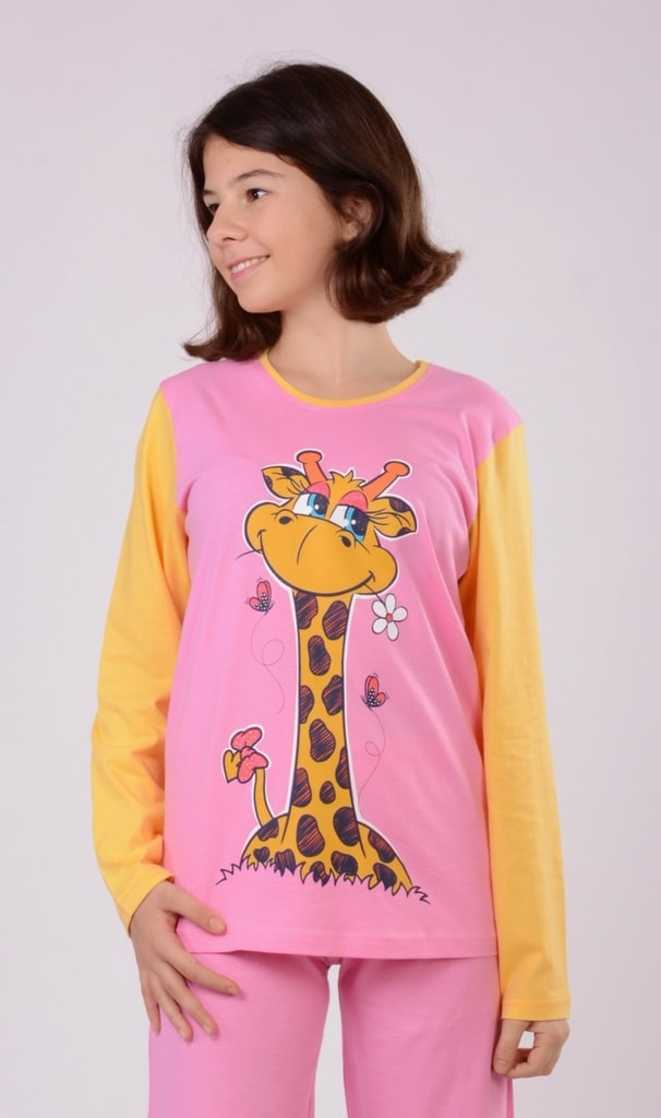 Dětské pyžamo dlouhé Žirafa - světle růžová - Vienetta Kids - pyžama pro  holky - DĚTSKÁ PYŽAMA, Oblečení, PRO DĚTI - SILENTE.cz - Pohodlné noční  prádlo, župany a spodní prádlo pro Váš pohodový den!