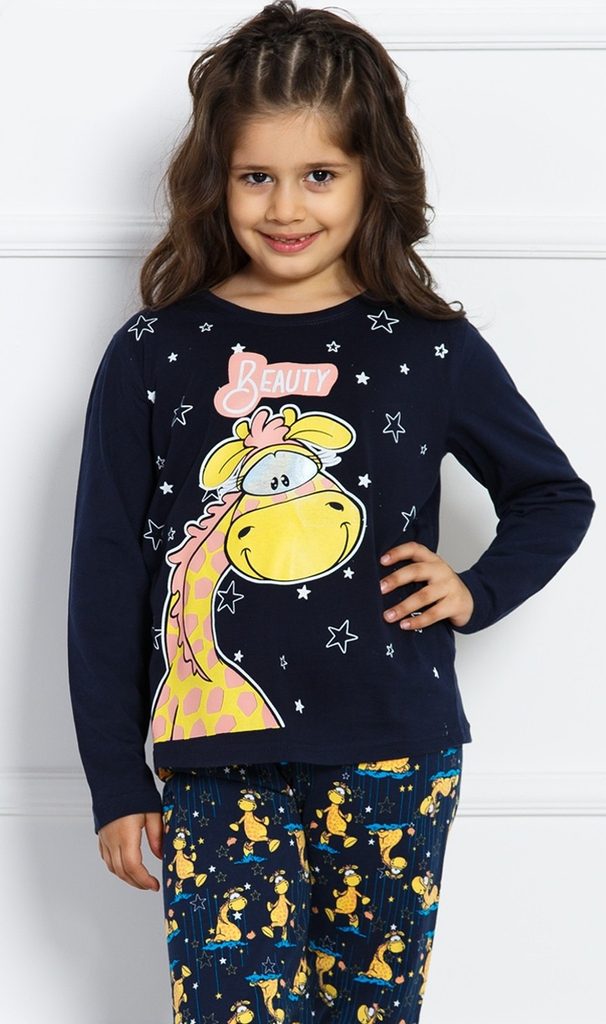Dětské pyžamo dlouhé Žirafa Beauty - tmavě modrá - Vienetta Kids - pyžama  pro holky - DĚTSKÁ PYŽAMA, Oblečení, PRO DĚTI, !STARE - SILENTE.cz -  Pohodlné noční prádlo, župany a spodní prádlo pro Váš pohodový den!