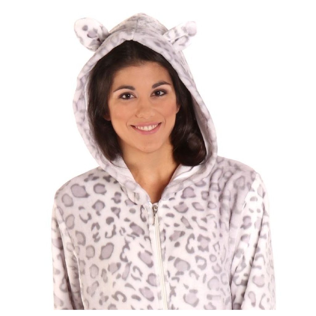 Dámský hebký overal s kapucí IRBIS leopardí vzor šedá - VESTIS - teplá soft  pyžama - Dámská pyžama, Dámské - Perfektní Prádlo.cz - Pohodlné noční  prádlo, župany a spodní prádlo pro Váš perfektní den!