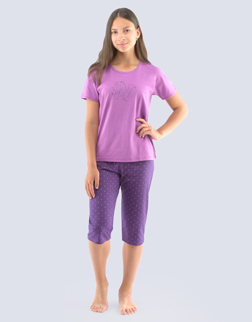 GINA dětské pyžamo 3/4 dívčí, 3/4 kalhoty, šité, s potiskem Pyžama 2021  29004P - ametyst hypermangan - GINA - pyžama pro holky - DĚTSKÁ PYŽAMA,  Oblečení, PRO DĚTI, !STARE - Perfektní Prádlo.cz -