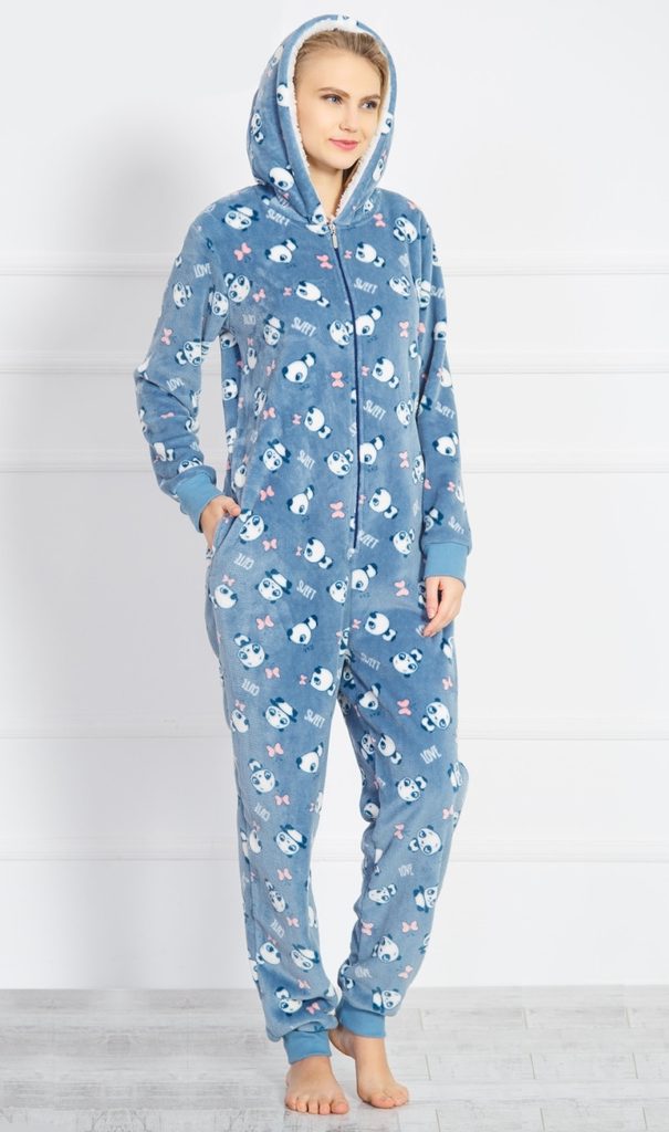 Dámský overal Panda - petrolejová - Vienetta - teplá soft pyžama - Dámská  pyžama, Dámské - Perfektní Prádlo.cz - Pohodlné noční prádlo, župany a  spodní prádlo pro Váš perfektní den!