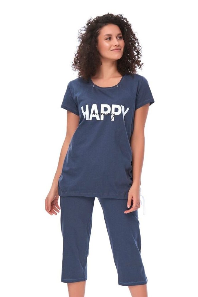 Mateřské pyžamo Happy mommy tmavě modré - DN Nightwear - mateřská a  těhotenská pyžama - Těhotenské a mateřské prádlo, Dámské - Perfektní  Prádlo.cz - Pohodlné noční prádlo, župany a spodní prádlo pro Váš perfektní  den!