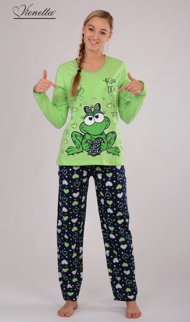 Dámské pyžamo VIENETTA SECRET Žába zelené - Vienetta - dlouhá pyžama - Dámská  pyžama, Dámské - Perfektní Prádlo.cz - Pohodlné noční prádlo, župany a  spodní prádlo pro Váš perfektní den!