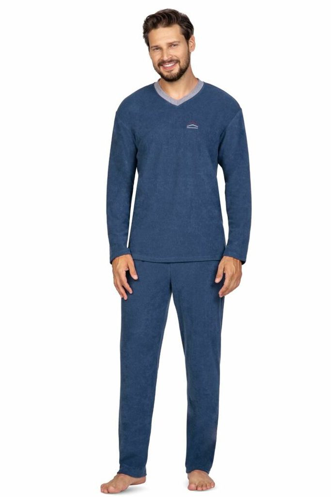 Froté pánské pyžamo Jack modré - Regina - pyžama s dlouhým rukávem - Pánská  pyžama, Pánské - Perfektní Prádlo.cz - Pohodlné noční prádlo, župany a  spodní prádlo pro Váš perfektní den!