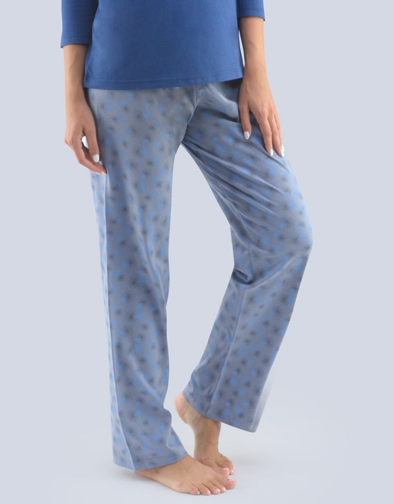 GINA dámské kalhoty dlouhé pyžamové dámské, šité, bokové, s potiskem 19811P  - šedá lékořice - GINA - pyžamové kalhoty a šortky - Dámská pyžama, Dámské  - SILENTE.cz - Pohodlné noční prádlo, župany