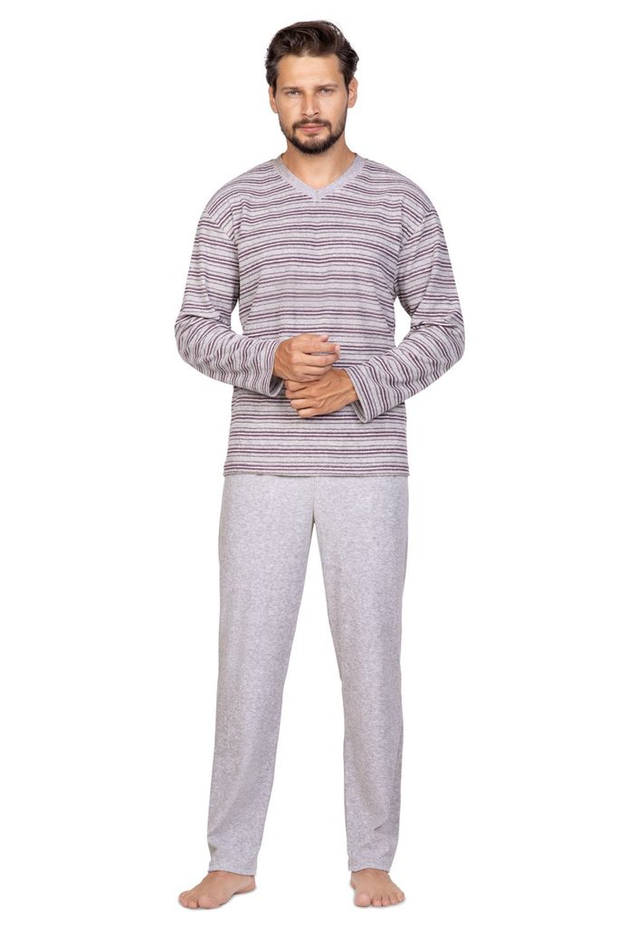Pánské pyžamo 589 brown plus - REGINA - pyžama s dlouhým rukávem - Pánská  pyžama, Pánské - Perfektní Prádlo.cz - Pohodlné noční prádlo, župany a  spodní prádlo pro Váš perfektní den!
