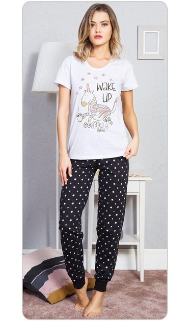 Dámské pyžamo s krátkým rukávem Jednorožec - světle šedá - Vienetta -  krátká pyžama - Dámská pyžama, Dámské - Perfektní Prádlo.cz - Pohodlné  noční prádlo, župany a spodní prádlo pro Váš perfektní den!