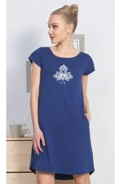 Dámské domácí šaty s krátkým rukávem Lovely - tmavě modrá