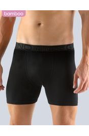 GINA pánské boxerky s delší nohavičkou, delší nohavička, šité, jednobarevné 74134P - černá