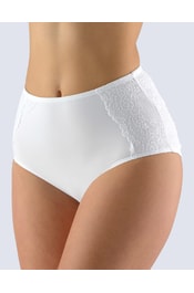 GINA dámské kalhotky klasické vyšší bok, širší bok, šité, s krajkou, La Femme 2 10204P - bílá
